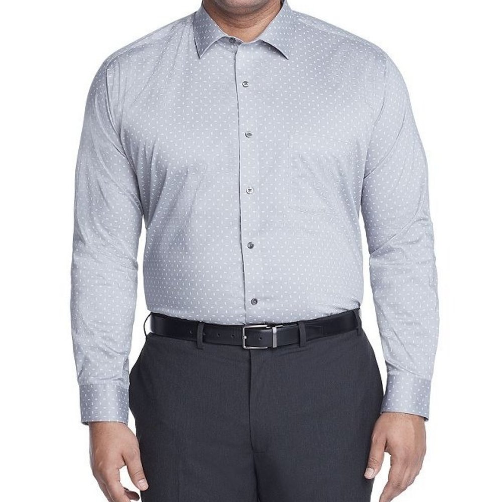 Van Heusen Men's Ultra Wrinkle Stretch Dress Shirt - Grey - 19 - NWOT